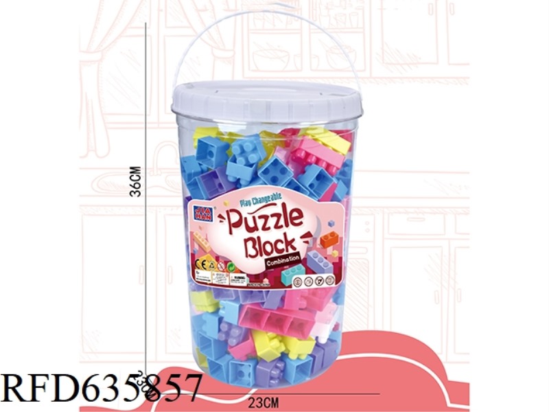 GRANULAR BUILDING BLOCKS IN PINK VATS (ABOUT 1050G, 135PCS)
