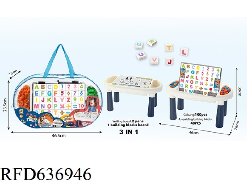 DIY ALPHANUMERIC PUZZLE WOODEN TABLE WITH DRAWING BOARD