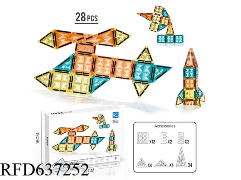 28PC 3-IN-1 SPACE DIAMOND-FACED MAGNETIC BLOCK
