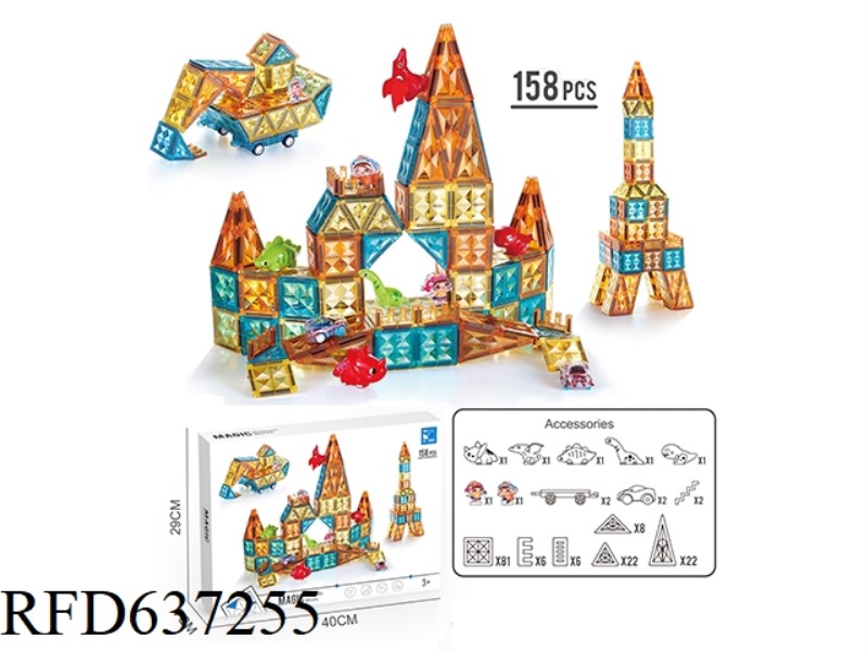 158PC 3-IN-1 CASTLE DIAMOND-FACED MAGNETIC BLOCK