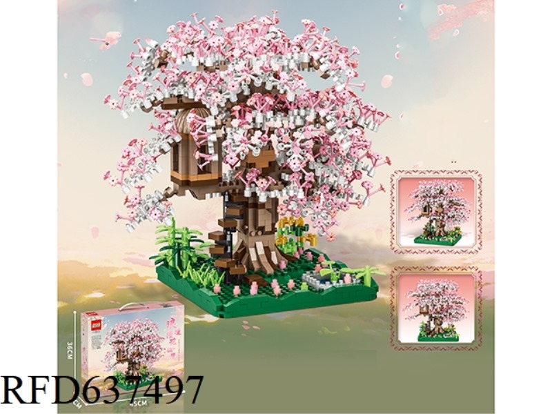 2000+PCS NEW MICRO DRILL PARTICLE THREE MIXED CHERRY TREE HOUSE BUILDING BLOCKS