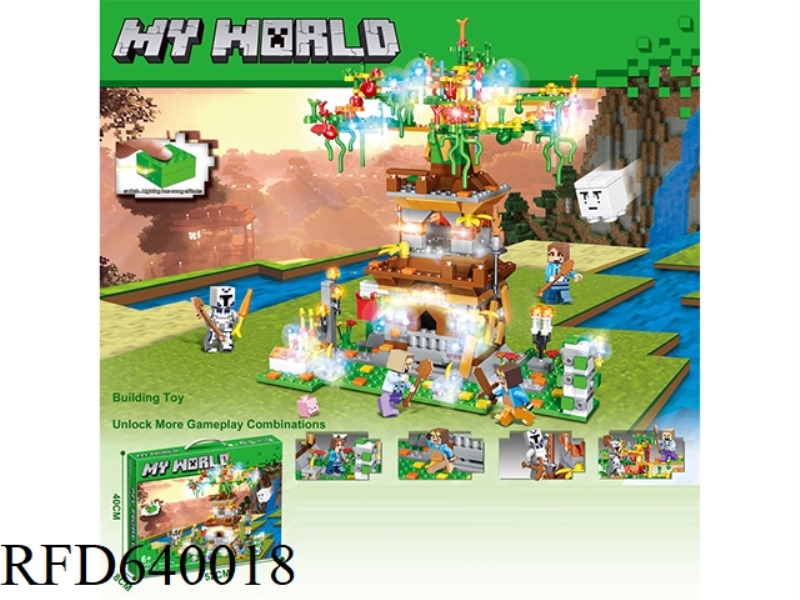 853+PCS TEMPLE ADVENTURE WITH COLORFUL FLASH FUNCTION OF NEW ASSEMBLED BUILDING BLOCKS