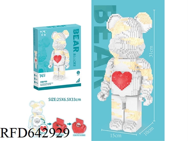 WHITE VIOLENT BEAR 2 LIGHTS+LOVE ON (3168PCS)