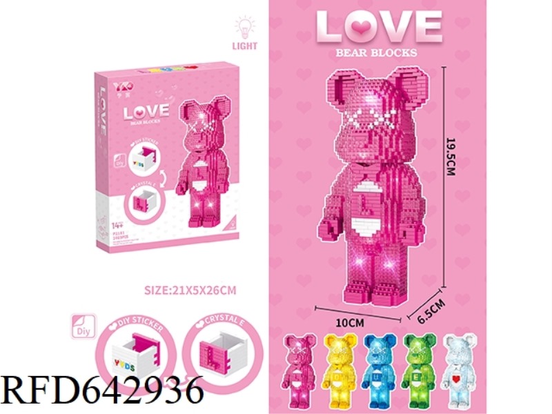 LOVE ROSE TRANSPARENT LUMINOUS VIOLENT BEAR (L)(1469PCS)