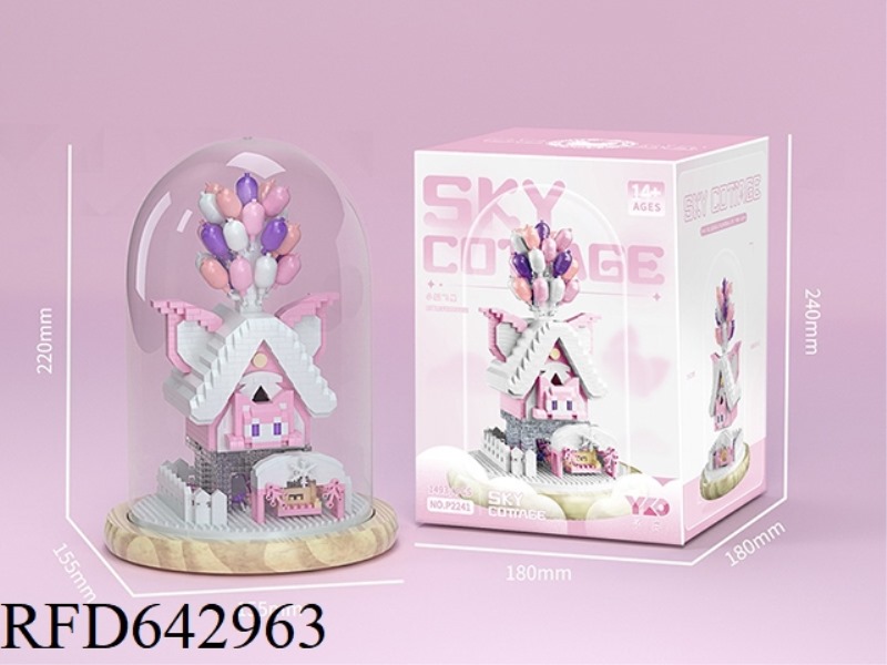PINK BELLE FLYING HOUSE TOUR (WITH TRANSPARENT COVER AND WOODEN BASE) 14793PCS