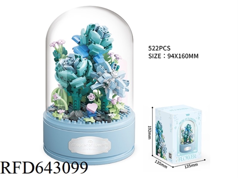 MEET THE BLUE ROSE MUSIC BOX (TRANSPARENT COVER+ROTATING MUSIC BASE) 522PCS