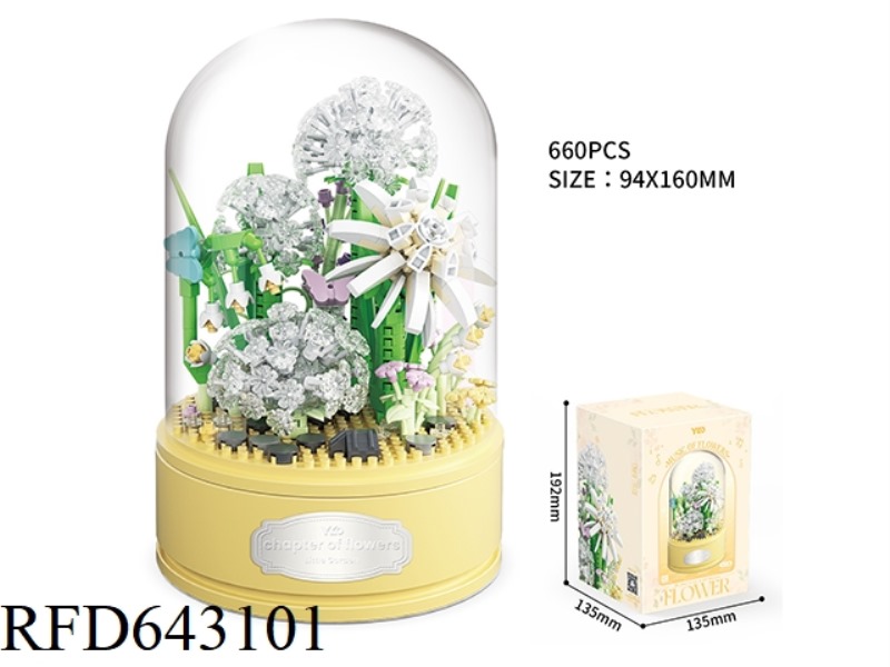 FLOWER WALTZ DANDELION MUSIC BOX (TRANSPARENT COVER+ROTATING MUSIC BASE) 660PCS