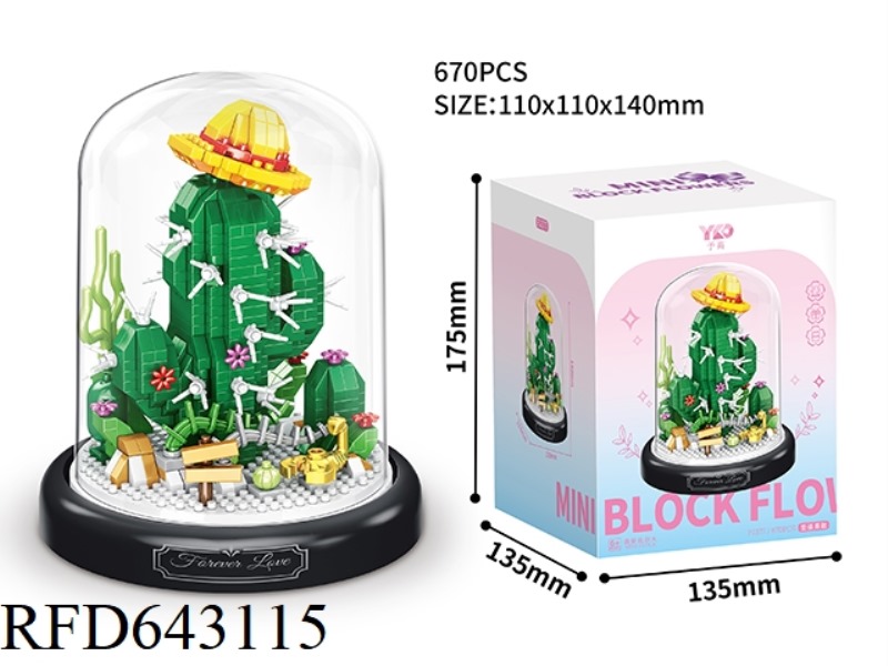 STRONG AND BRAVE CACTUS (WITH TRANSPARENT COVER AND BLACK BASE) 670PCS