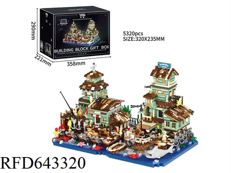 STREET VIEW SEASIDE HOUSEBOAT COMBINATION+TRANSPARENT DUSTPROOF DISPLAY COVER SET (5320PCS)