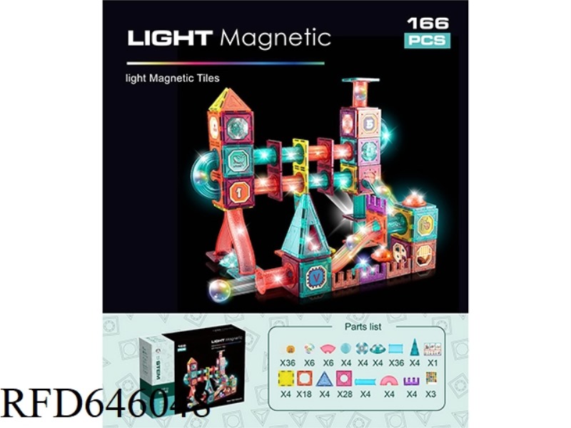 7.5CM TRACK BALL MAGNETIC BUILDING BLOCKS +166PCS (LIGHT VERSION)