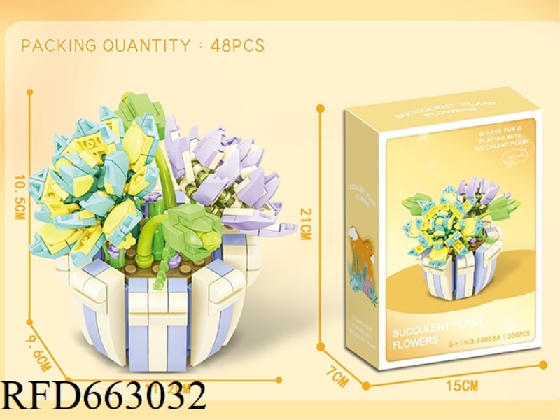 FLOWER SERIES SMALL PARTICLE BUILDING BLOCKS - MOON FAIRY POT 306PCS- PROCESS UV COLOR BOX