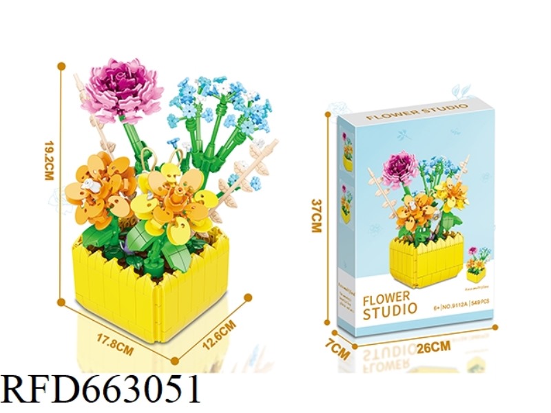 FLOWER SERIES SMALL PARTICLE BUILDING BLOCKS - ROSE 549PCS- PROCESS UV COLOR BOX