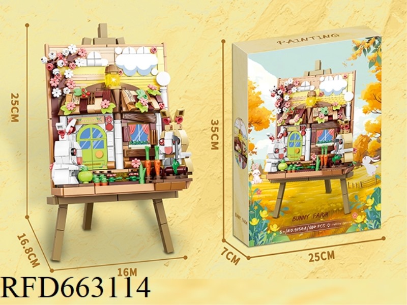 SMALL PARTICLE BUILDING BLOCK DRAWING BOARD - MENG MENG RABBIT DRAWING BOARD WITH LIGHT 684PCS- PROC