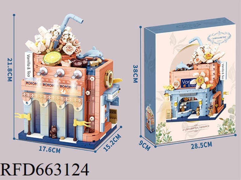 SMALL PARTICLE BLOCKS STREET VIEW - OCEAN FLOWER HOUSE 1293PCS- CRAFT UV COLOR BOX