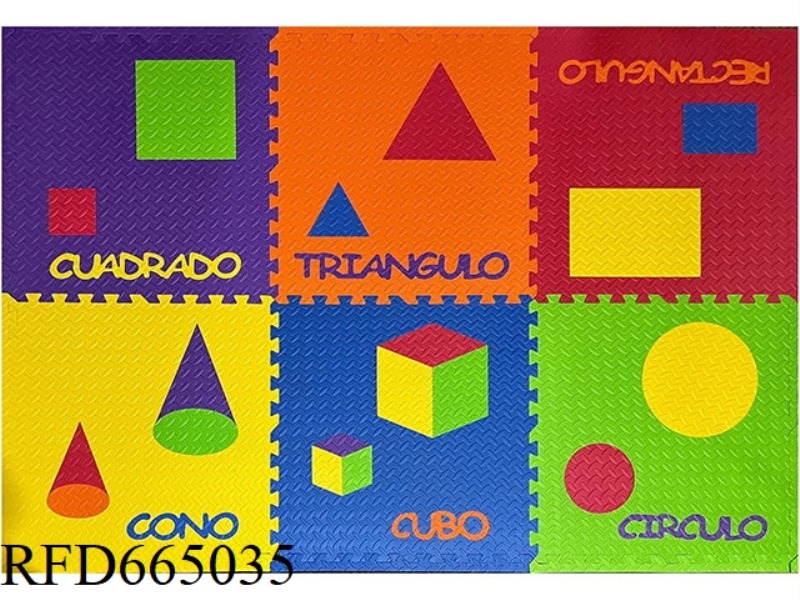 6 PIECES OF EVA GEOMETRIC PATTERN FLOOR MATS, COLORFUL FLOOR MATS, FOAM FLOOR MATS WITH 2 SMALL EDGE