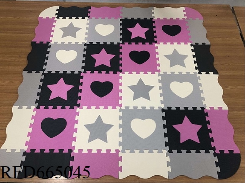 EVA JIGSAW MAT 8 FIVE-STAR +8 LOVE + EDGE: DARK GRAY + LIGHT GRAY + RICE WHITE + ROSE RED (CPC)