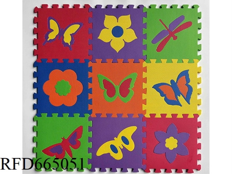 EVA PUZZLE FLOOR MAT 9-PIECE FLOWER BUTTERFLY (CPC)