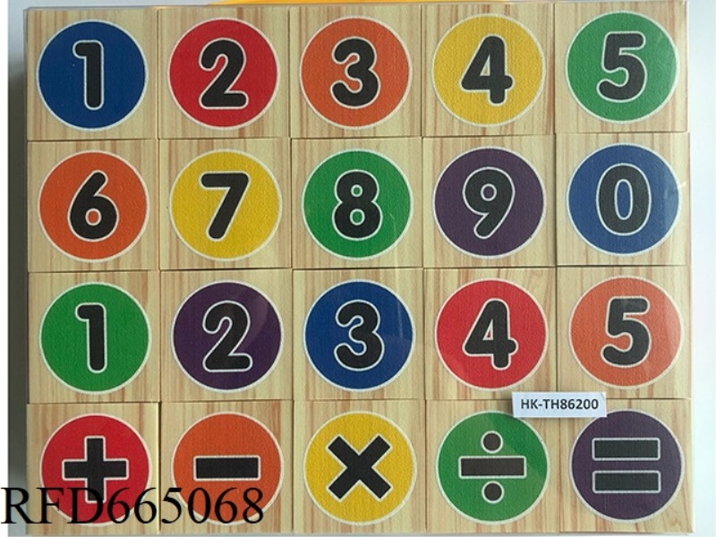 WOOD GRAIN EVA SILK SCREEN BUILDING BLOCKS (NUMBERS + ARITHMETIC SYMBOLS)