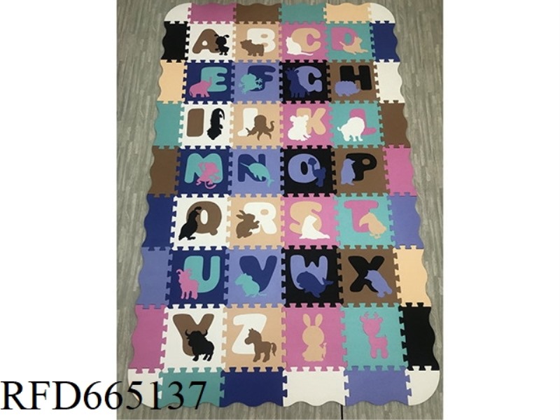 EVA JIGSAW FLOOR MATS 28 LARGE PIECES WITH 26 ENGLISH LETTERS OF ANIMALS +22 EDGES +4 SMALL CORNERS: