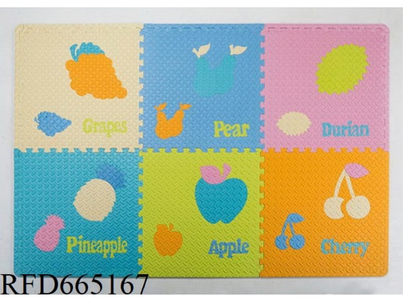 6 PIECES OF EVA JIGSAW FRUIT MAT, COLORFUL MAT, FOAM MAT, COMES WITH 2 STRIPS OF SMALL EDGES (CPC)