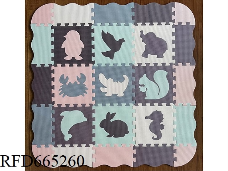 EVA JIGSAW FLOOR MAT 9 LARGE ANIMALS + EDGE (DARK PURPLE/LIGHT PURPLE/LIGHT PINK/LIGHT GREEN)(CPC)