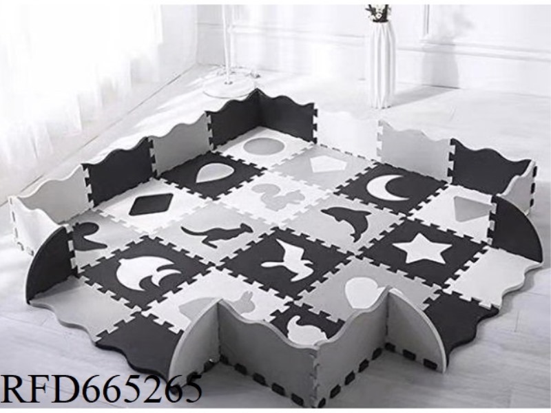 EVA JIGSAW MAT 16 LARGE ANIMAL GEOMETRIC FIGURES + LIGHT GRAY + RICE WHITE + DARK GRAY (CPC)