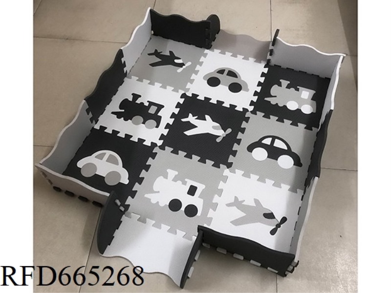EVA JIGSAW FLOOR MATS 9 PIECES OF TRAFFIC + DARK GRAY + LIGHT GRAY + WHITE (CPC)