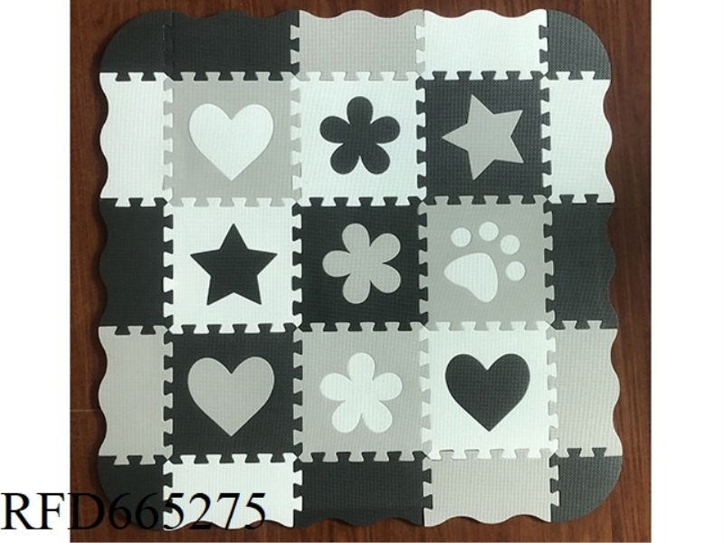 EVA PUZZLE FLOOR MATS 9 PIECES + EDGE: DARK GRAY/LIGHT GRAY/RICE WHITE (CPC)