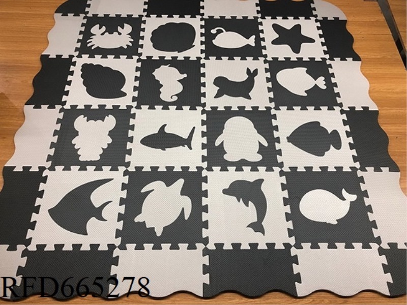 EVA JIGSAW MAT 16 LARGE PIECES OF MARINE ANIMALS + EDGE: DARK GRAY/LIGHT GRAY (CPC)