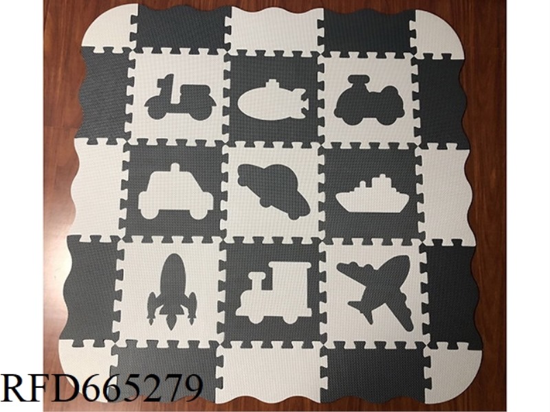 EVA JIGSAW FLOOR MATS 9 PIECES OF TRAFFIC + EDGE: DARK GRAY/LIGHT GRAY (CPC)