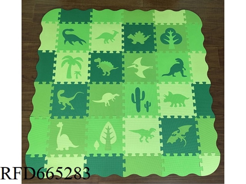EVA JIGSAW MAT 16 PIECES OF DINOSAUR + EDGE: DARK GREEN + MEDIUM GREEN + GRASS GREEN + LIGHT GREEN (