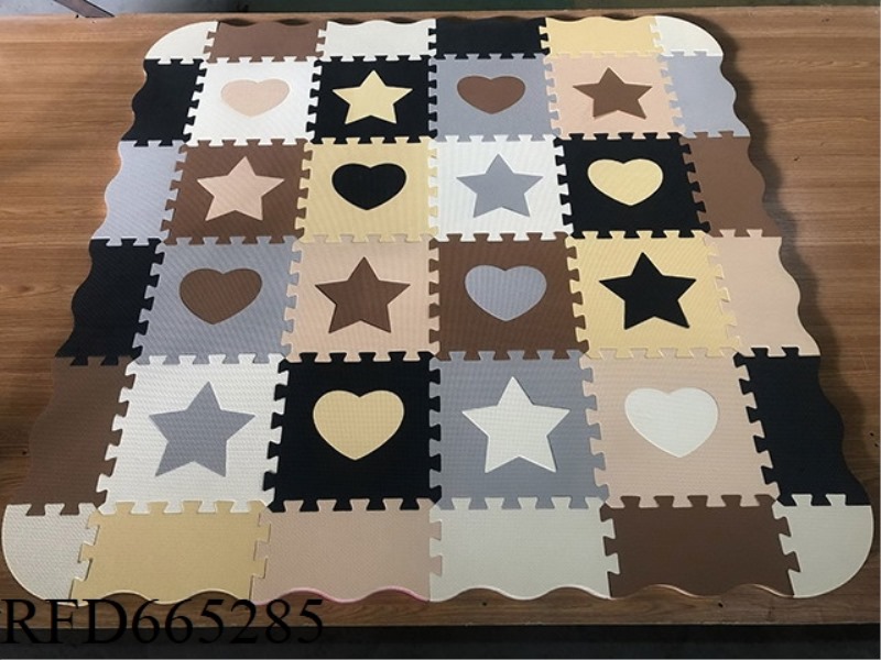 EVA JIGSAW MAT 8 FIVE-STAR +8 LOVE + EDGE: DARK GRAY + LIGHT GRAY + RICE WHITE + BROWN + CREAM + BEI