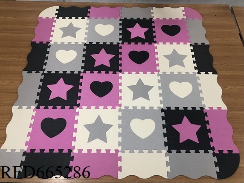 EVA JIGSAW MAT 8 FIVE-STAR +8 LOVE + EDGE: DARK GRAY + LIGHT GRAY + RICE WHITE + ROSE RED