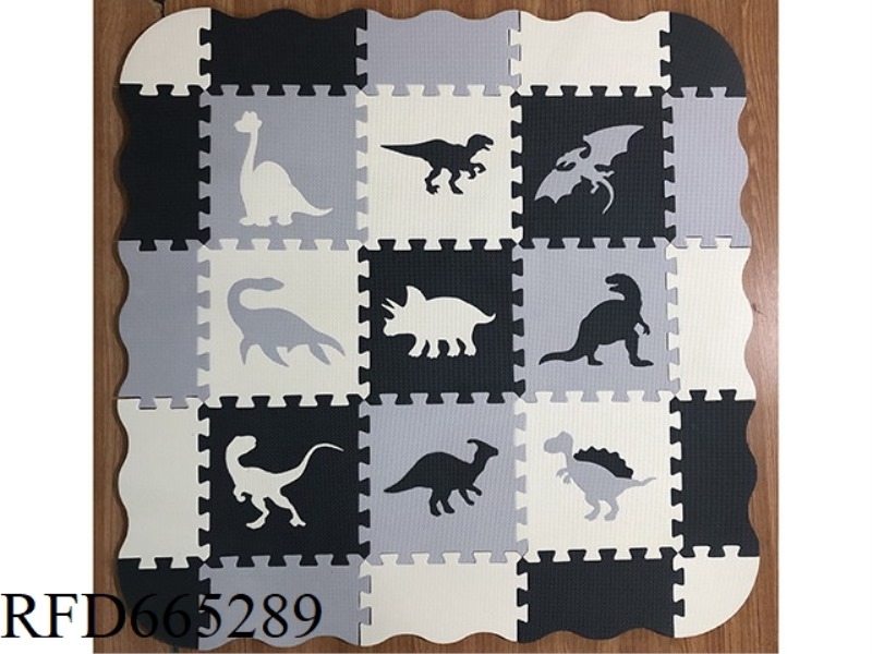 EVA PUZZLE FLOOR MAT 9 PIECES OF DINOSAUR + DARK GRAY + LIGHT GRAY + RICE WHITE (CPC)