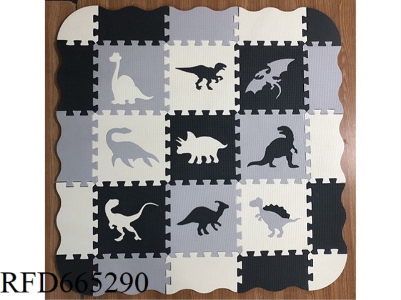 EVA PUZZLE FLOOR MAT 9 PIECES OF DINOSAUR + DARK GRAY + LIGHT GRAY + RICE WHITE (CPC)