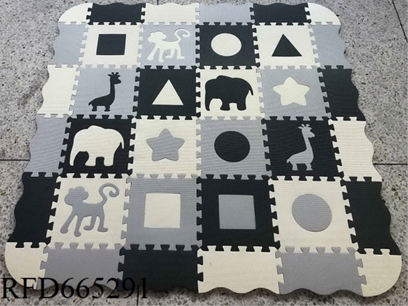 EVA JIGSAW MAT 16 LARGE ANIMAL GEOMETRIC FIGURES + LIGHT GRAY + RICE WHITE + DARK GRAY (CPC)