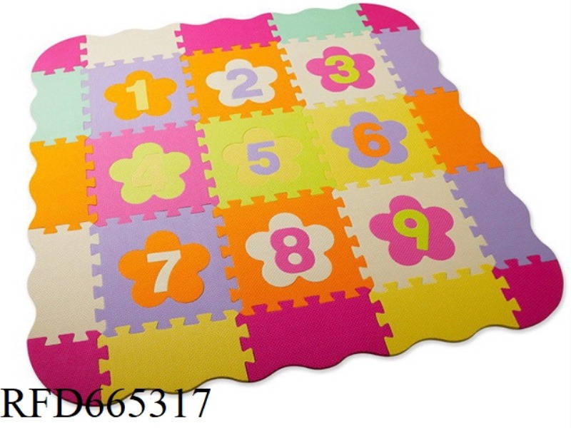 EVA JIGSAW FLOOR MAT 9 LARGE FLOWER-SHAPED NUMBERS + PERIPHERAL EDGE (CPC)