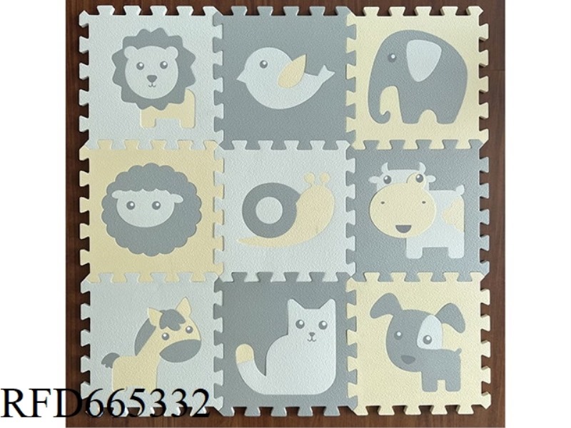 9 PIECES OF ANIMAL SILK SCREEN PRINTING (RICE WHITE/BEIGE/LIGHT GRAY)(CPC)