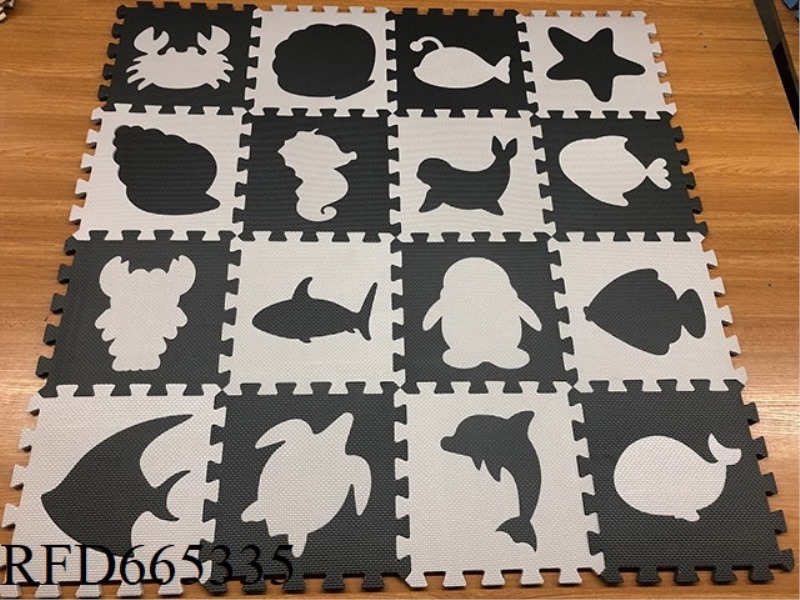 EVA JIGSAW MAT 16 PIECES OF MARINE ANIMALS: DARK GRAY/LIGHT GRAY (CPC)