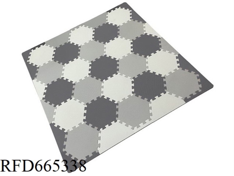 25 HEXAGONS +8 TRIANGULAR SURROUNDING EDGES +6 STRAIGHT EDGES +4 CORNER EDGES: DARK GRAY/LIGHT GRAY/