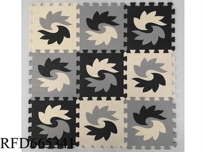 9 PIECES OF WINDMILL FLOWERS (DARK GRAY/LIGHT GRAY/RICE WHITE)