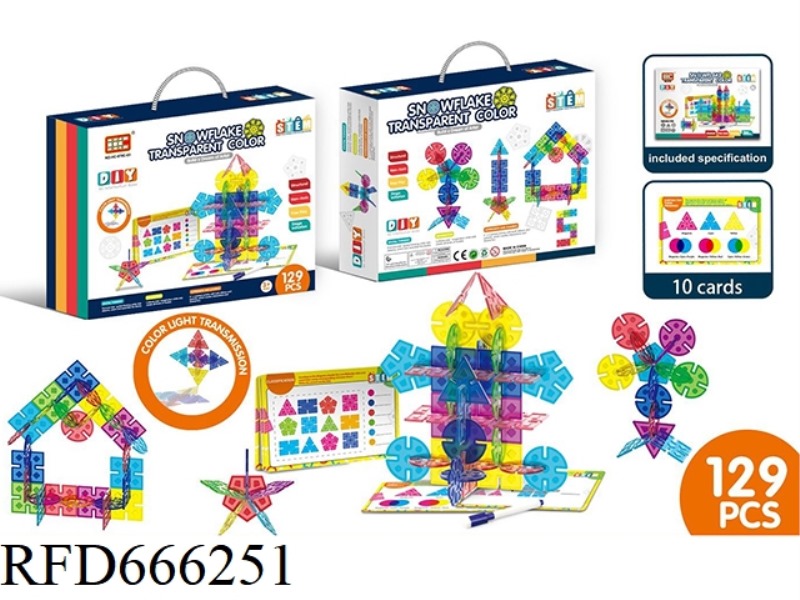 TRANSPARENT GEOMETRIC SNOWFLAKES (129 PIECES)