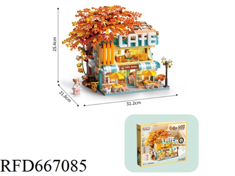 SMALL PARTICLE COFFEE SHOP IN AUTUMN
