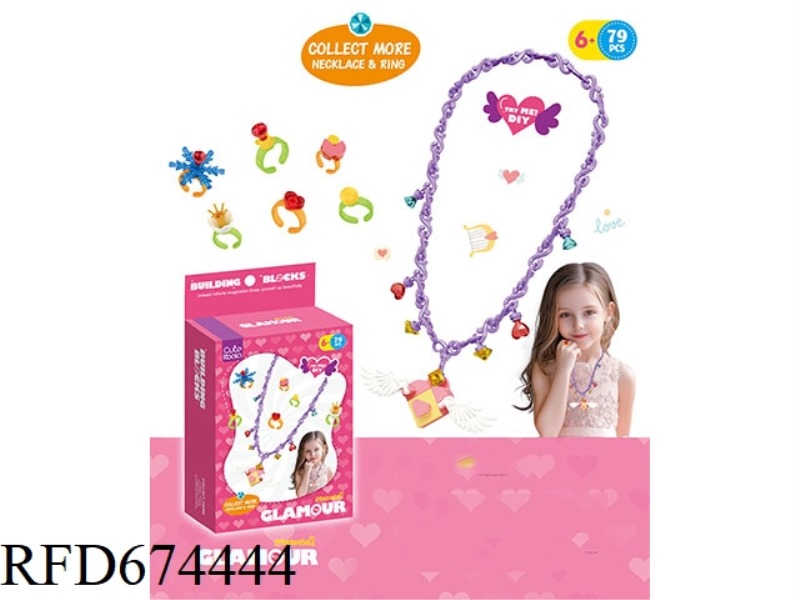 79 PIECES OF DIY SMALL BUILDING BLOCK NECKLACE WITH RING