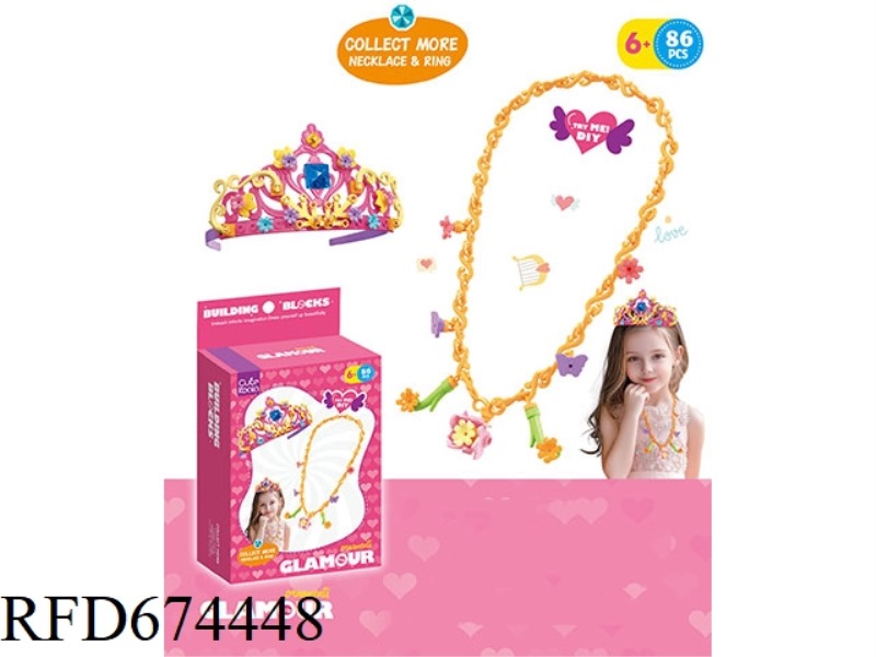 DIY SMALL PARTICLE BUILDING BLOCK CROWN WITH NECKLACE 86 PIECES