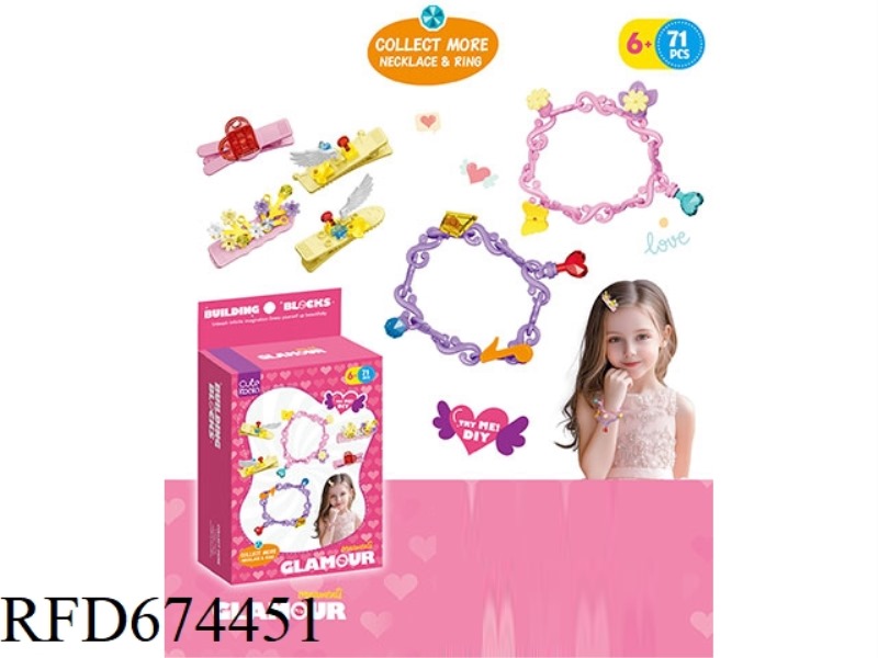 71 PIECES OF DIY SMALL BUILDING BLOCK HAIRPINS WITH BRACELETS