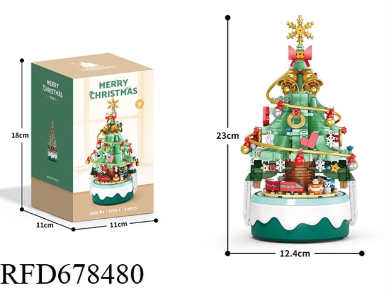 418 PIECES OF PINK AND GREEN CHRISTMAS TREE MUSIC BOX LIGHT VERSION