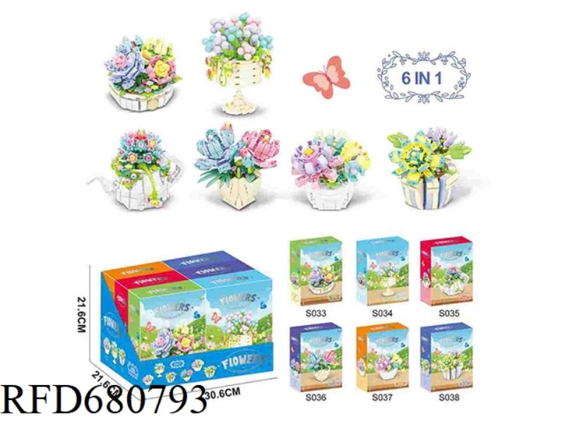 SUCCULENTS 274/283/255/293/253/306PCS(6 PCS/DISPLAY BOX)-FLOWER SERIES