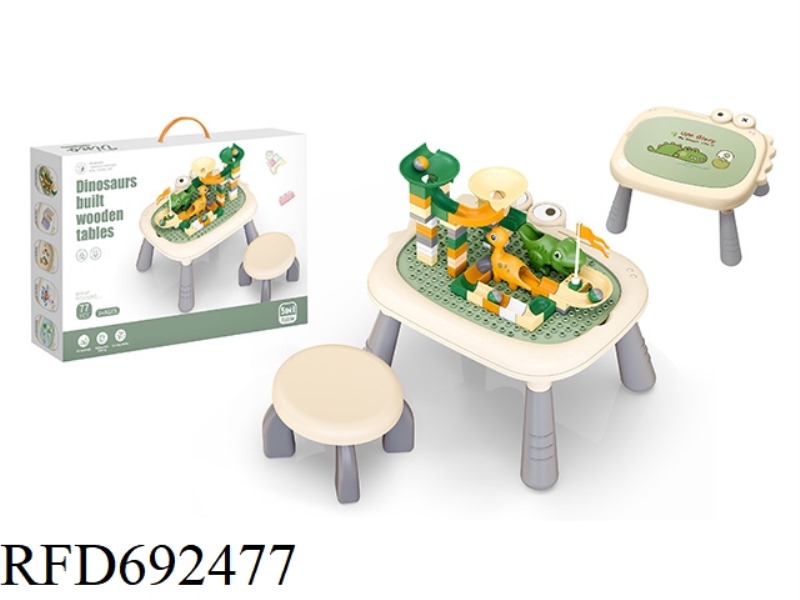 CUTE DINOSAUR BUILDING BLOCKS STUDY TABLE + CHAIR +77 ANIMAL SLIDE BUILDING BLOCKS