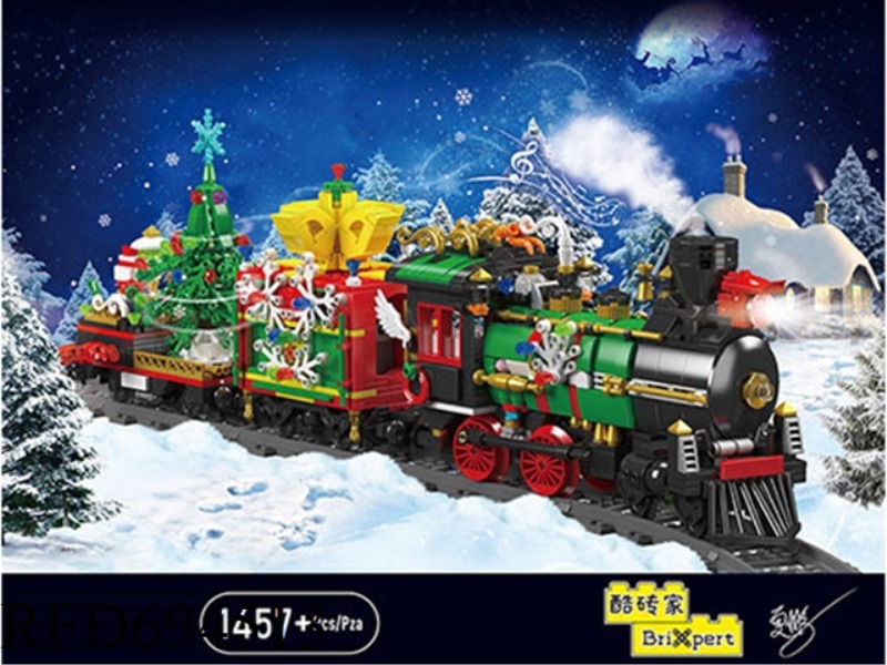 1457PCS CHRISTMAS SERIES CHRISTMAS STEAM ELECTRIC TRAIN (WITH LIGHTS, MUSIC, SIMULATED SMOKE GENERAT